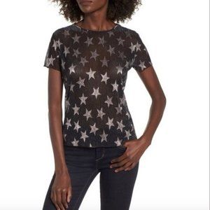 Ten Sixty Sherman Sheer Black T-Shirt with Purple Metallic Starts